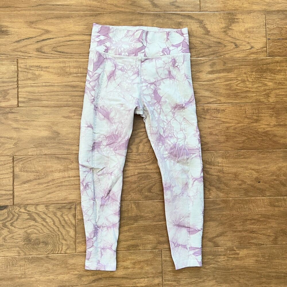 Offline by Aerie Leggings Women's L White/Pink Tie Dye Seamless High Waisted